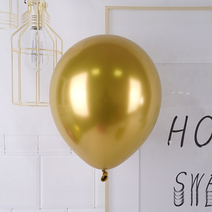 Set 12 Baloane, , din Latex Chrome, 13 cm, Auriu [3]