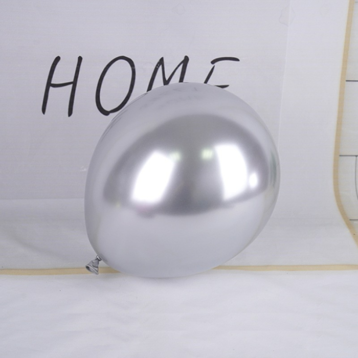 Set 12 Baloane, , din Latex Chrome, 25 cm, Argintiu [4]