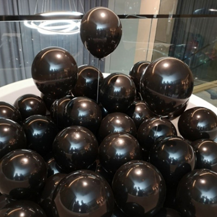 Set 12 Baloane, , din Latex Chrome, 25 cm, Negru [2]