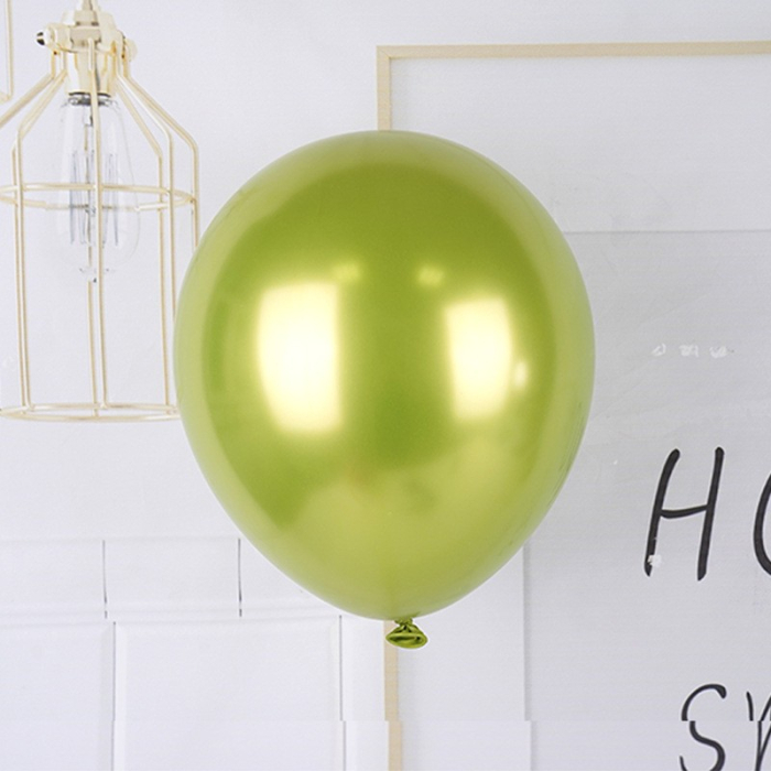 Set 12 Baloane, , din Latex Chrome, 30 cm, Verde Lime [3]