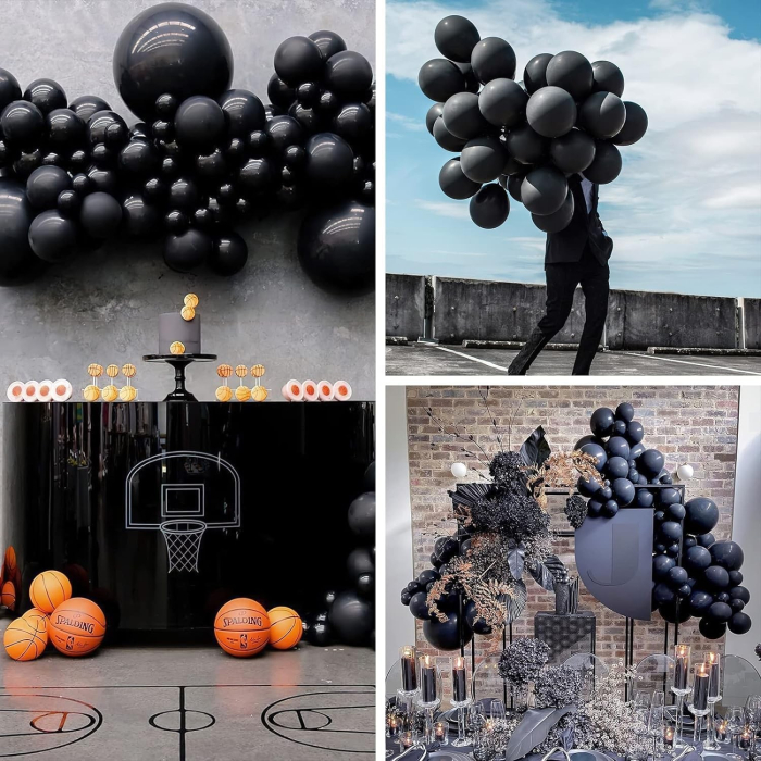 Set 12 Baloane, , din Latex Standard, 13 cm, Negru [3]