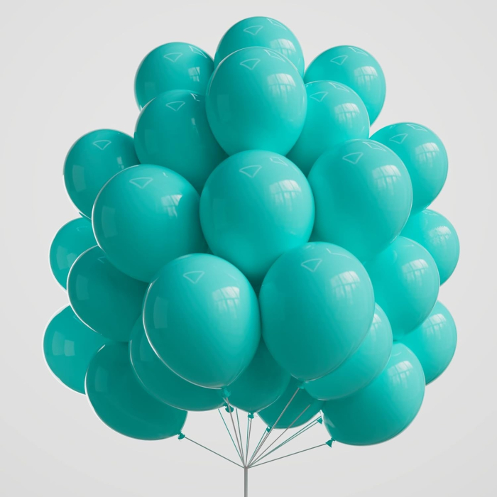 Set 12 Baloane, , din Latex Standard, 25 cm, Turcoaz [3]
