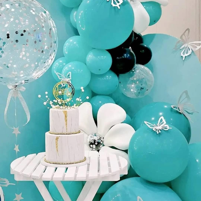 Set 12 Baloane, , din Latex Standard, 25 cm, Turcoaz [2]