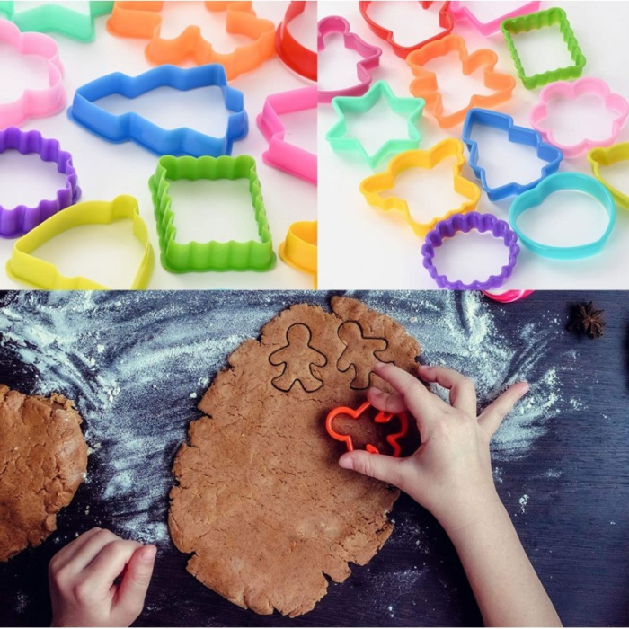 Set 12 forme pentru prajituri , material polipropilena, diverse forme, pentru orice ocazie, adancime 1.6 cm, 23.3 x 33.5 x 1.8 cm, multicolor [14]