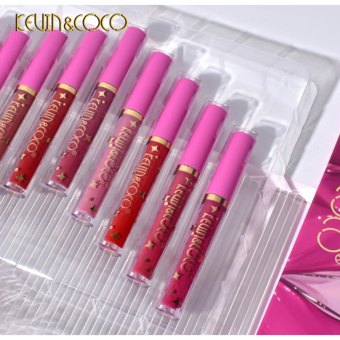 Set 12 Lip Gloss Kevin&Coco, nuante de rosu, rose, nude, cutie dreptunghiulara, 26.5x16.5x2.2 cm, 200 g, multicolor [4]