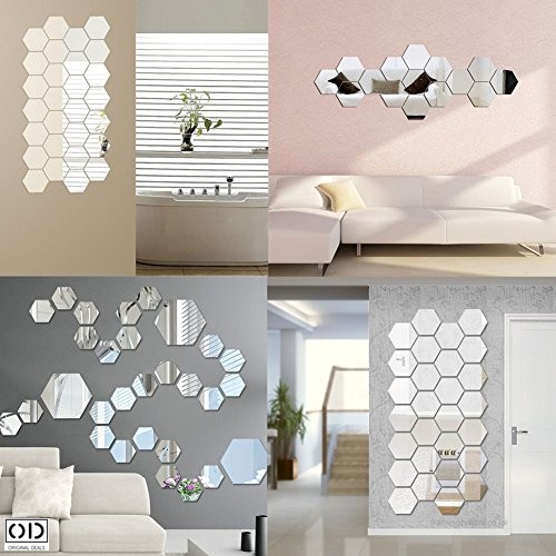 Oglinzi Decorative Hexagonale tip Fagure Hexagon pentru Baie Bucatarie si Living - 12 Bucati Sticker XL [14]