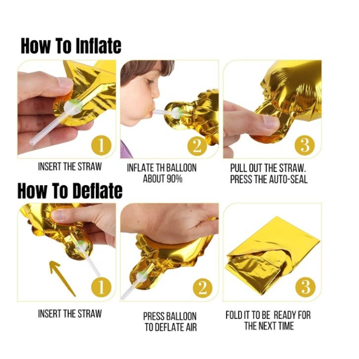 Set 13 Baloane Folie, , Tip Ghirlanda, Model Happy Birthday, 40 cm, Auriu [3]