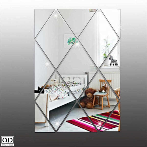 Set 13 Oglinzi Diamant Romb Sticker Autoadeziv Decorativ pentru Baie Living si Bucatarie - Model Deosebit Premium 50 x 50cm [5]
