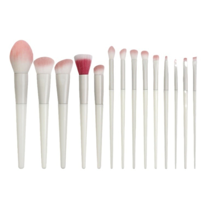 Set 14 Pensule de Machiaj cu Peri Moi, , cu Suport pentru Depozitare, Bej [4]