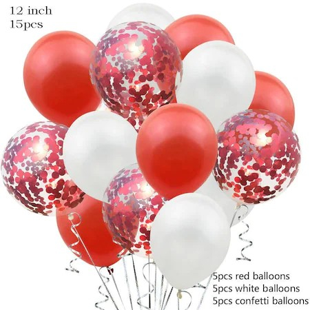 Set 15 baloane pentru petrecere, , alb/rosu, 30 cm [3]