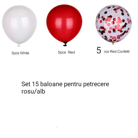 Set 15 baloane pentru petrecere, , alb/rosu, 30 cm [5]