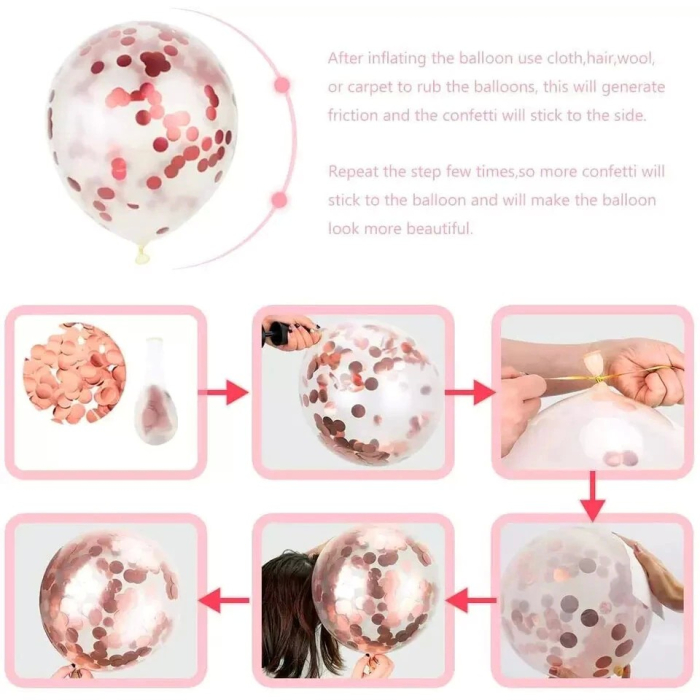 Set 15 baloane pentru petrecere, , rose gold/ alb, 30 cm [2]