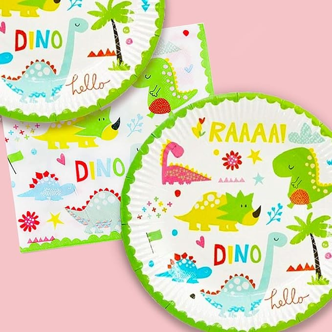 Set 16 Accesorii de Masa, , Colectia Dino Park, 136 Piese, din Carton/Plastic/Hartie, Multicolor [3]
