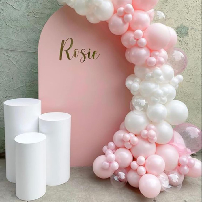 Set 16 Baloane din Latex Metalizate, , Model Party, 30 cm, Alb, Roz, Roz Chrome, Transparent Confetti 2.8 g [6]