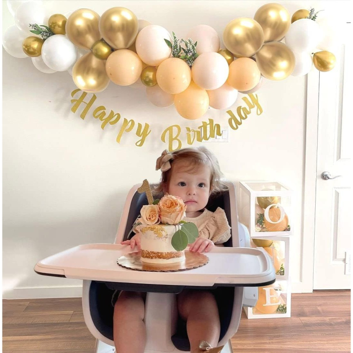 Set 16 Baloane din Latex Metalizate, , Model Party, 30 cm, Auriu, Bej Inchis si Deschis, 2.8 g [4]