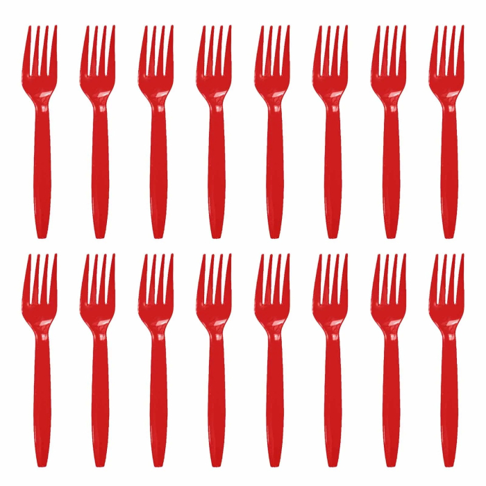 Set 16 Furculite de Unica Folosinta, , din Plastic, 15 cm, Rosu [2]