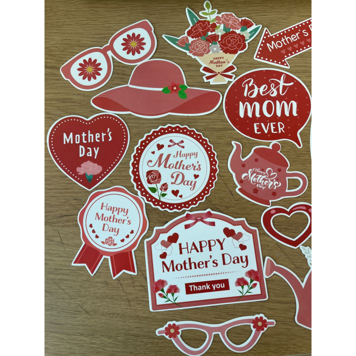 Set 18 Accesorii pentru Petrecere, , Props pentru Photo Corner, Tematica Ziua Mamei, Multicolor [2]