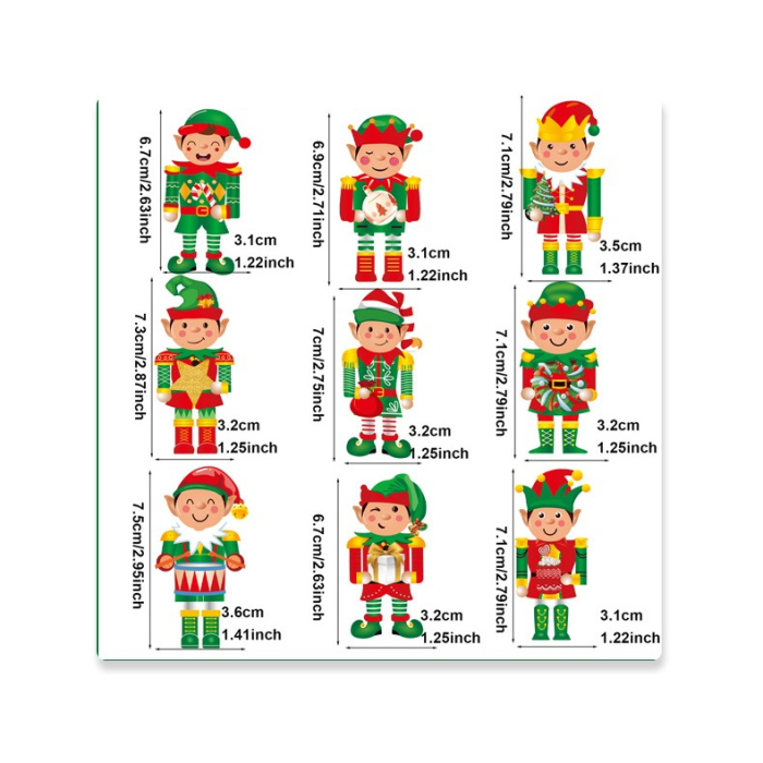 Set 18 Decoratiuni de Craciun din Lemn, , cu Snur pentru Agatare in Brad, Model Elfi, Diferite Dimensiuni, Multicolor [3]