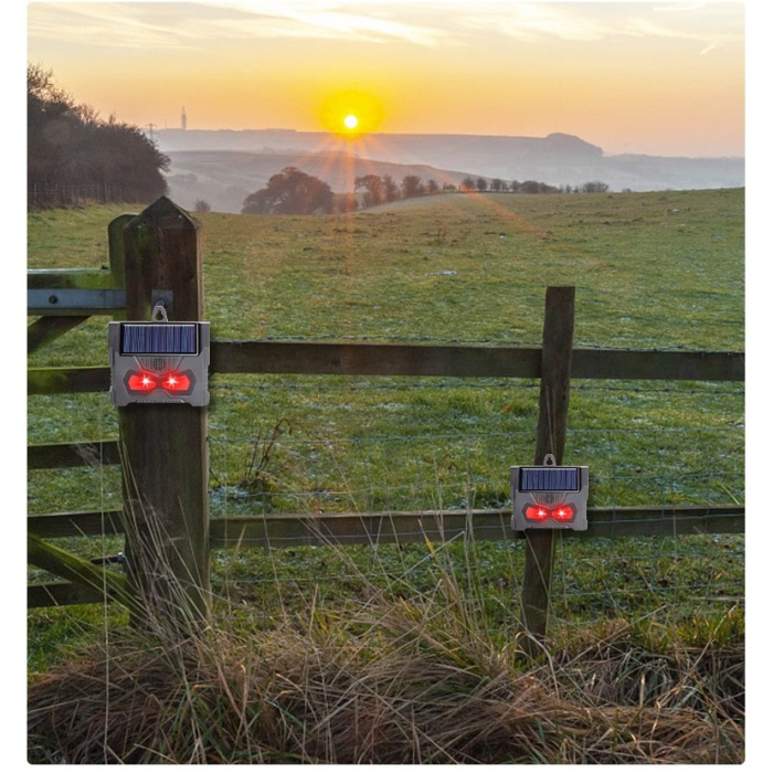 Set 2 Aparate Solare LED cu Ultrasunete, , Repelent pentru Animale Mari si Mici, Lumina Rosie si Alba, Anti Rozatoare, Anti Insecte, Frecventa 9-36KHZ, 10.2 x 10.6 x 2.8 cm, Negru [3]