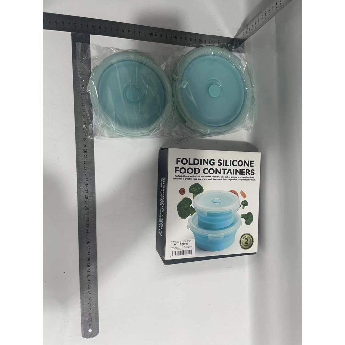 Set 2 caserole rotunde pliabile , din silicon, rezistenta la temperaturi ridicate, usor de depozitat si curatat, 500 si 800 ml, utilizare in cuptorul cu microunde, albastra [6]