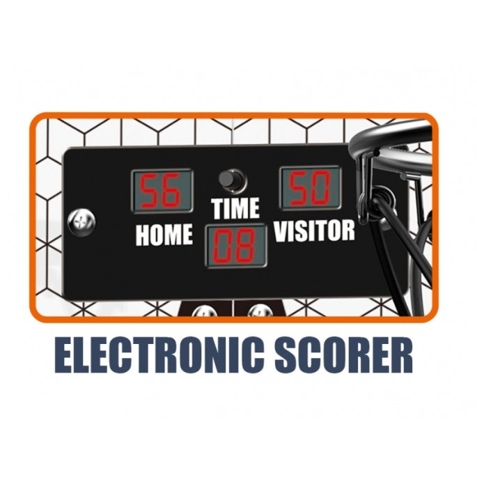 Set 2 Cosuri de Baschet pentru Copii, , cu Tablou de Bord Electronic, Pentru 2 Jucatori, Minge, Pompa, 2 Moduri, Interior/Exterior, Inel Metalic si Rabatabil cu Arc, Luminos, 60x31x6 cm, Multicolor [2]