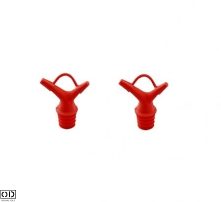 Set 2 Dopuri din Silicon pentru Sticle de Ulei si Otet, Rosu, Original Deals [2]