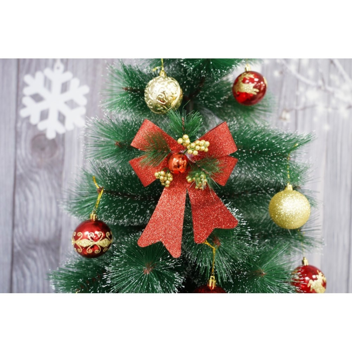 Set 2 fundite pentru brad, Rosii, decorate, cu sclipici, 14 x 19 cm, din poliester,  [2]