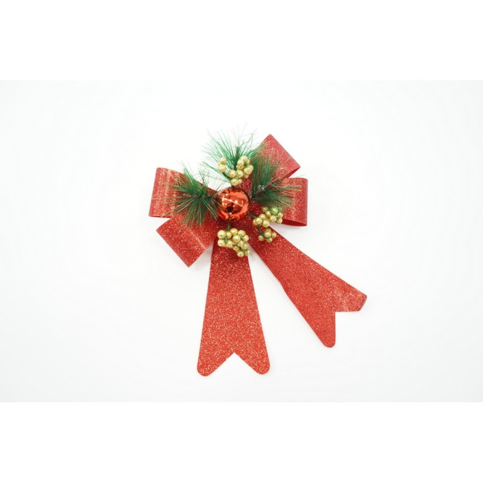 Set 2 fundite pentru brad, Rosii, decorate, cu sclipici, 14 x 19 cm, din poliester,  [5]