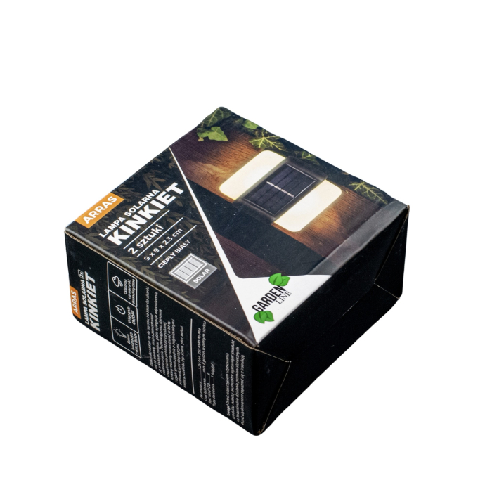 Set 2 lampi solare LED de perete, IP44 pentru exterior, autonomie 12 ore, 9x9x2.3cm, negru [8]