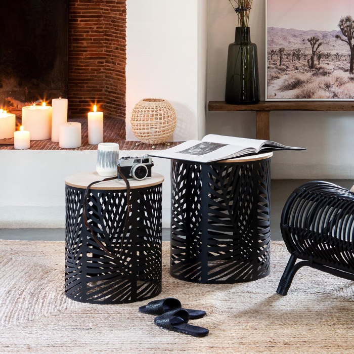 Set 2 masute cafea Atmosphera Akira, 39x45 cm si 35x40 cm, structura metalica, negru [2]