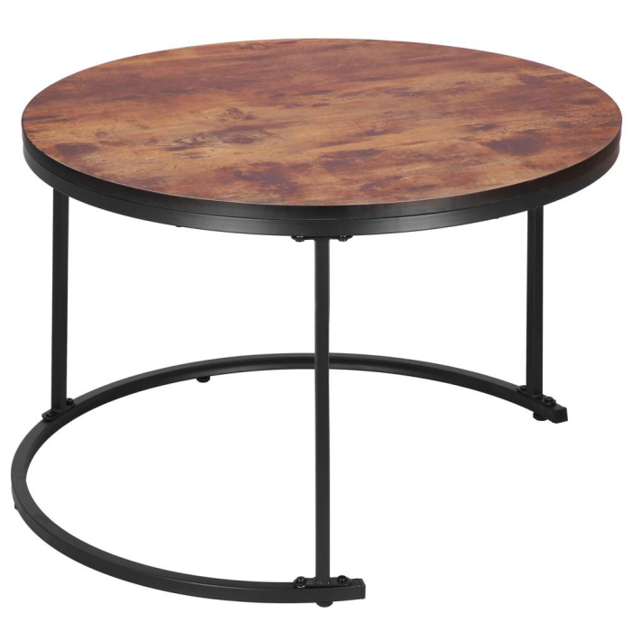 Set 2 mese pentru cafea suprapozabile, cadru otel, 70x70x47 cm si 50x50x40 cm, maro [15]