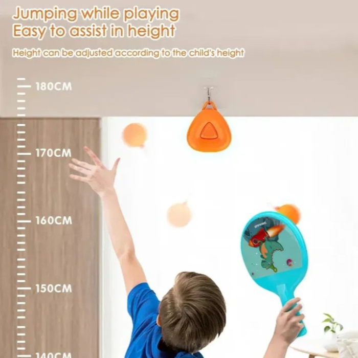 Set 2 Palete de Tenis de Masa, , pentru Copii, Design Animat, Tematica Astronauti, Accesoriu de Agatat Inclus si 2 Mingi, Albastru [8]