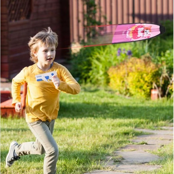 Set 2 Piese Jucarie Interactiva, , Pistol de Catapultare + Zmeu, din Plastic si Panza, +8 Ani, Impermeabil, Model Pisicuta cu Gogoasa, Multicolor [4]