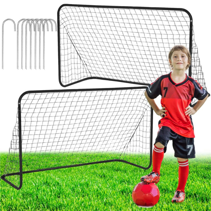 Set 2 porti de fotbal metalice, 122x183cm, profil 25mm, cu elemente de fixare [4]