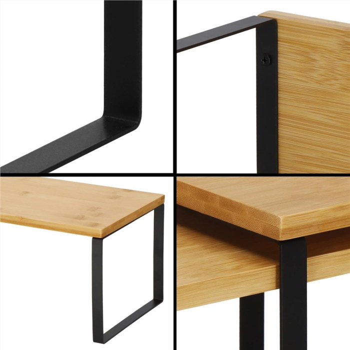 Set 2 rafturi de bucatarie suprapozabile, pentru ustensile sau condimente, 20x34x16cm, natur si negru [12]