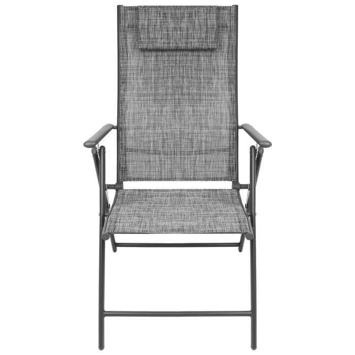 Set 2 scaune reglabile de gradina cu tetiera, textilene si cadru metalic, 57x68x106 cm, gri [7]