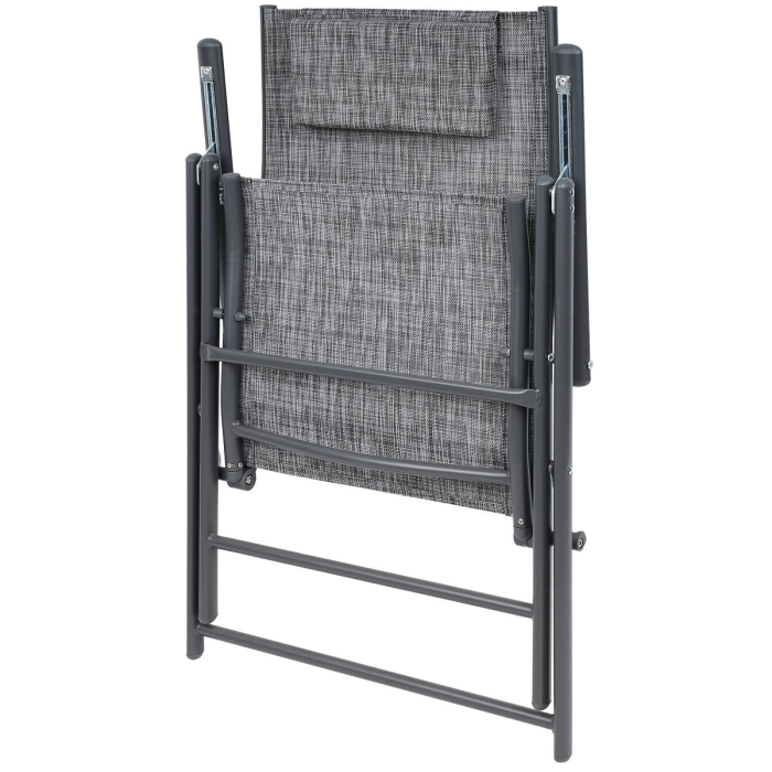 Set 2 scaune reglabile de gradina cu tetiera, textilene si cadru metalic, 57x68x106 cm, gri [3]