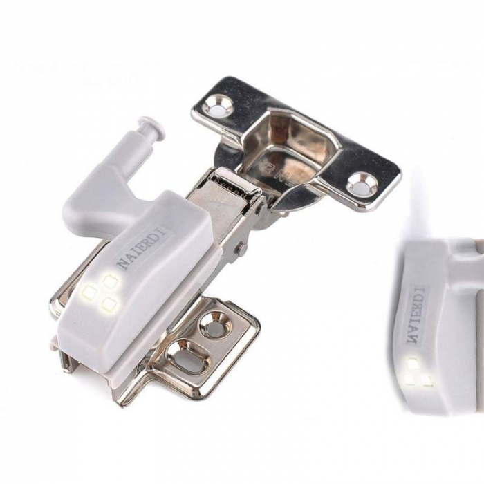 Set 2x Lampa cu Bec LED smd pentru Balamale Mobila 12V, Baterii Incluse, Universal, Gri [12]