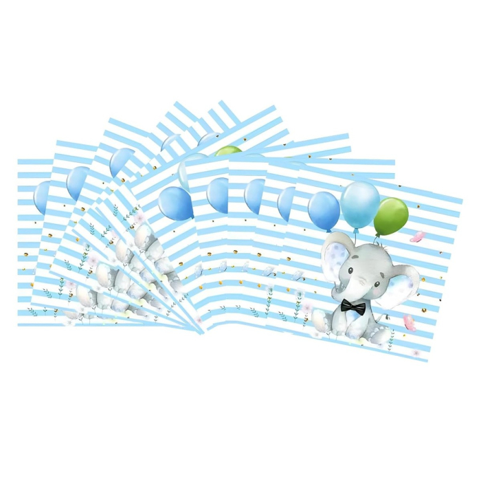 Set 20 de Servetele de Masa, , Imprimeu Elefant, din Hartie, 16.5 x 16.5 cm, Albastru [5]