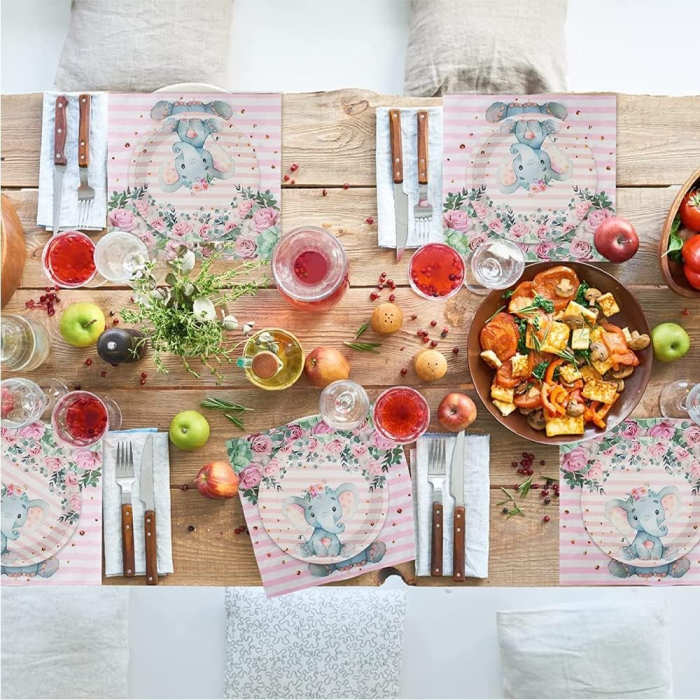 Set 20 de Servetele de Masa, , Imprimeu Elefant, din Hartie, 16.5 x 16.5 cm, Roz [3]