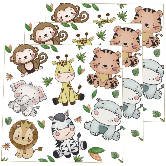 Set 20 de Servetele de Masa, , Imprimeu Jungle, din Hartie, 16.5 x 16.5 cm, Multicolor [4]