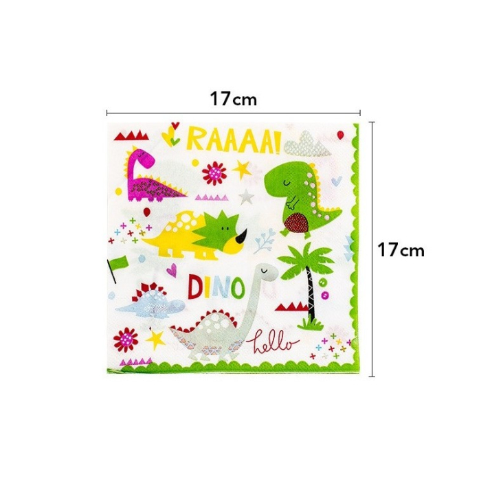 Set 20 Servetele de Masa, , Colectia Dino Park, 17 x 17 cm, din Hartie, Multicolor [2]