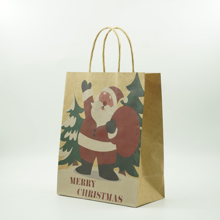 Set 24 pungi cadou , imprimeu tematica Craciun, model random, din hartie, 18.5 x 22.5 x 8.5 cm, multicolor [9]