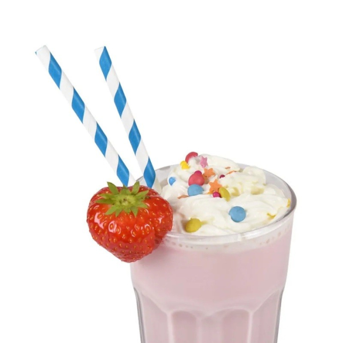 Set 25 Paie, , din Hartie, 20 cm, Model cu Dungi, Alb/Albastru Inchis [3]