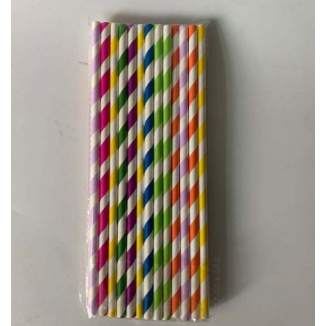 Set 25 Paie, , din Hartie, 20 cm, Model cu Dungi, Multicolor [6]