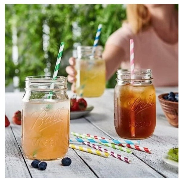 Set 25 Paie, , din Hartie, 20 cm, Model cu Dungi, Multicolor [5]