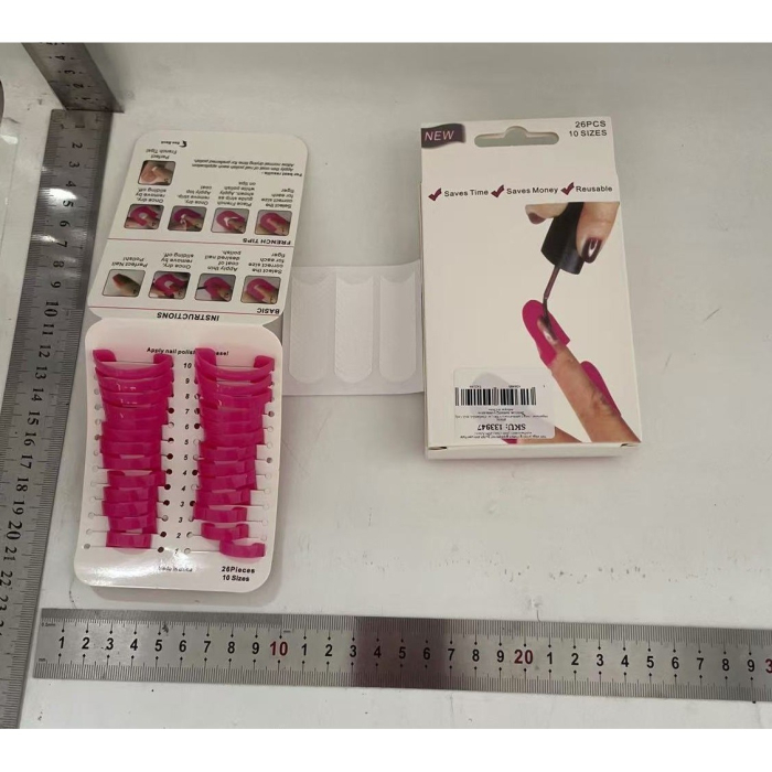 Set 26 buc Sabloane Reutilizabile pentru Oja, , pentru Manichiura Ingrijita, fara Depasire Margini, Protectie Cuticula, 10 Marimi, din Plastic, Roz [7]