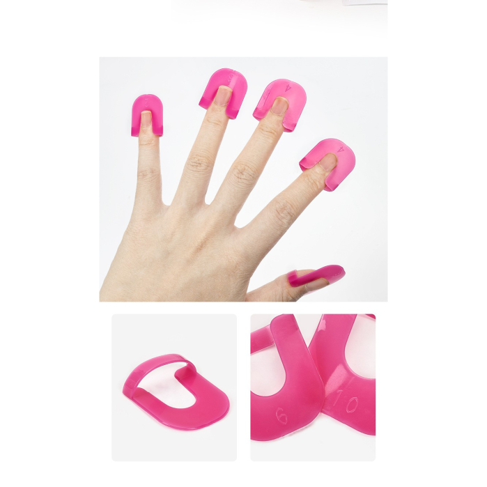 Set 26 buc Sabloane Reutilizabile pentru Oja, , pentru Manichiura Ingrijita, fara Depasire Margini, Protectie Cuticula, 10 Marimi, din Plastic, Roz [3]