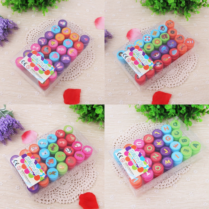 Set 26 Stampile, , pentru Copii 4-6 Ani, Model Fete Zambitoare Emoji, 20 x 10 x 2 cm, Multicolor [6]