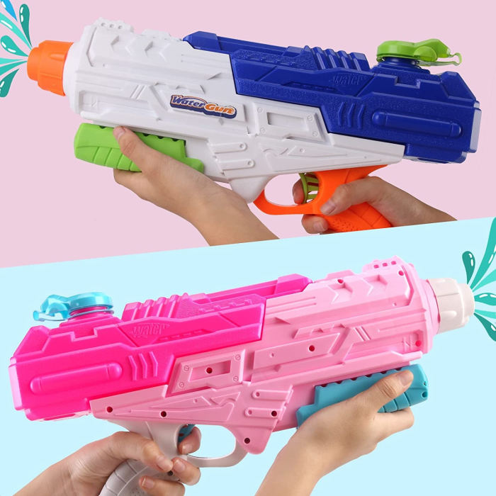 Set 2x Pistol cu Apa pentru Copii, Rezervor, Pentru Piscina/Plaja, , 6ani+, Roz + Albastru, 1200 ML [7]